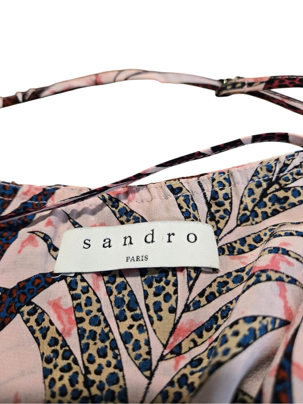 Sandro Paris Koxie Silk Wrap Midi Dress Tropical Print SZ 1 (fits XS/S) - Picture 8 of 10